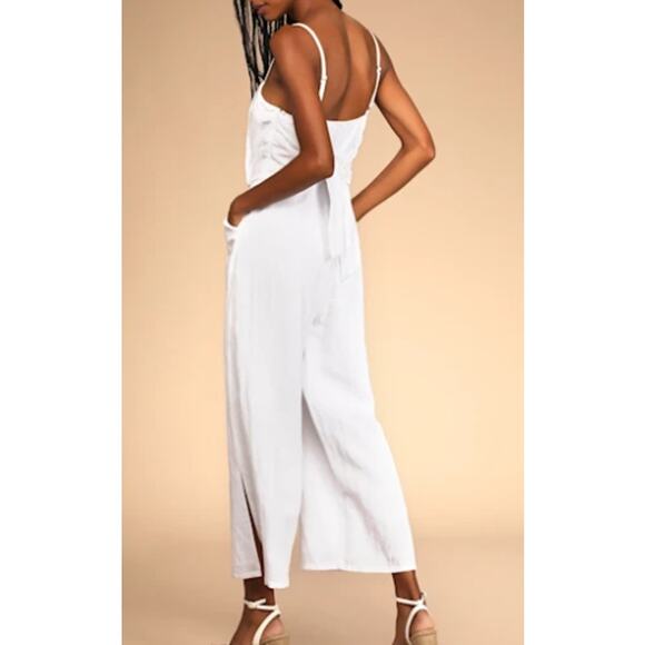 LULU'S XL Turn Up the Temp White Sleeveless Wide-Leg Wide Leg Jumpsuit NEW B66 - Picture 2 of 13